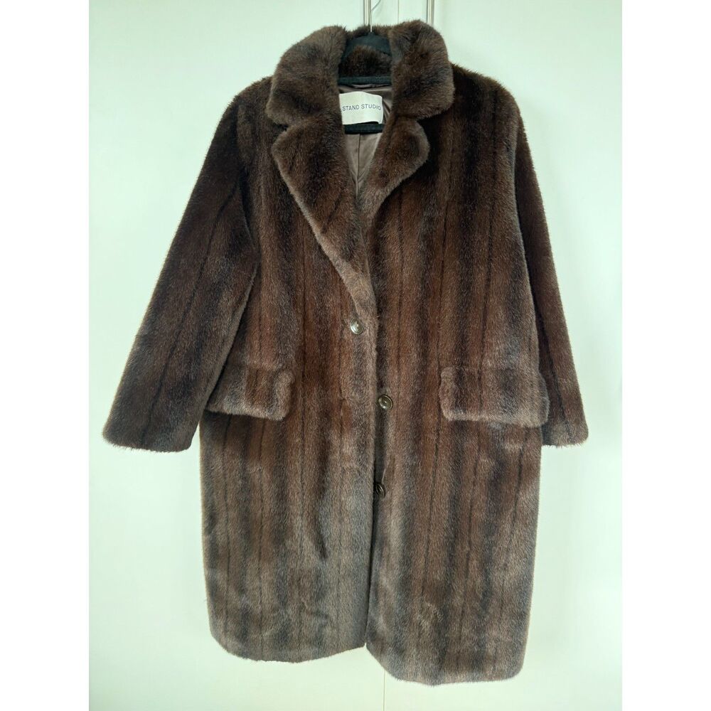 STAND STUDIO - Brown Faux Fur Teddy Bear Coat - Small